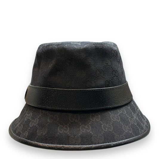 GUCCI Original GG Canvas Bucket Hat Black Size L