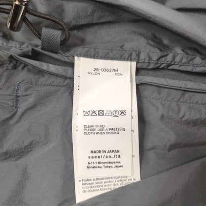 sacai 2025SS Zip Detail Rip Stop Nylon Shirt Gray Size 1