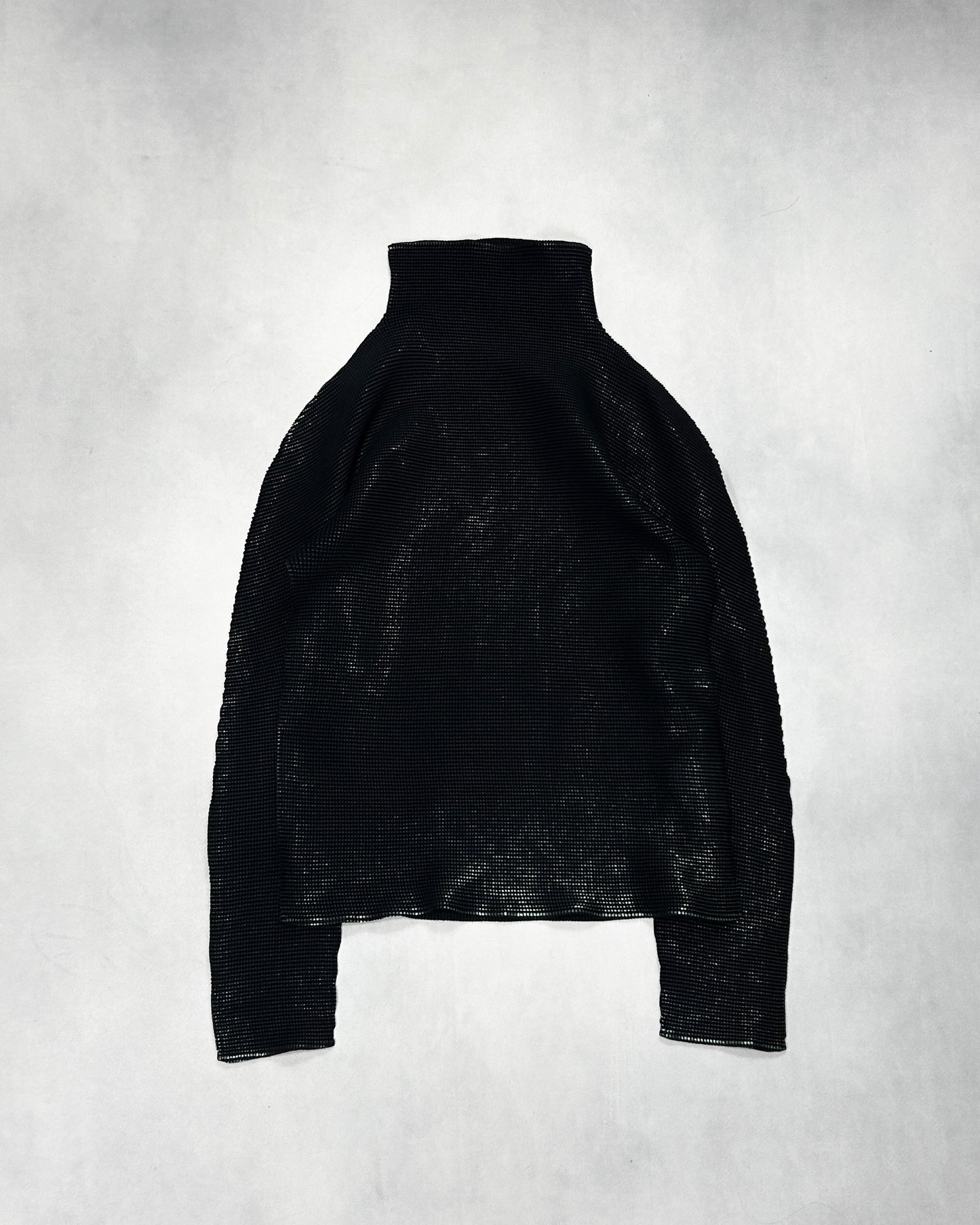Iridescent Waffle Mock Neck Long Sleeve Tee Size XS