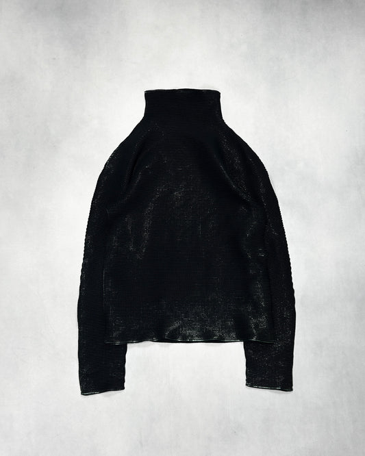 Iridescent Waffle Mock Neck Long Sleeve Tee Size XS
