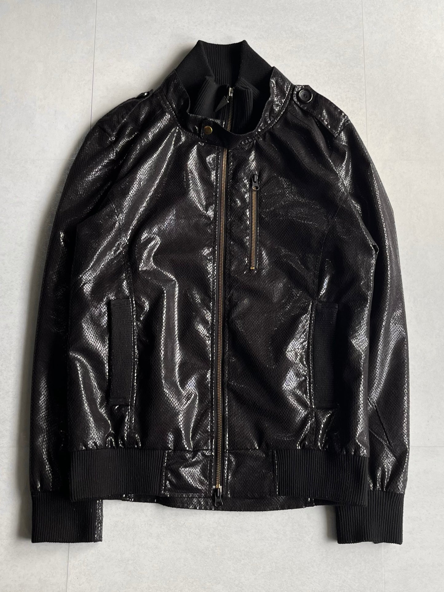 Joyrich Python Faux Leather Jacket Black Size M