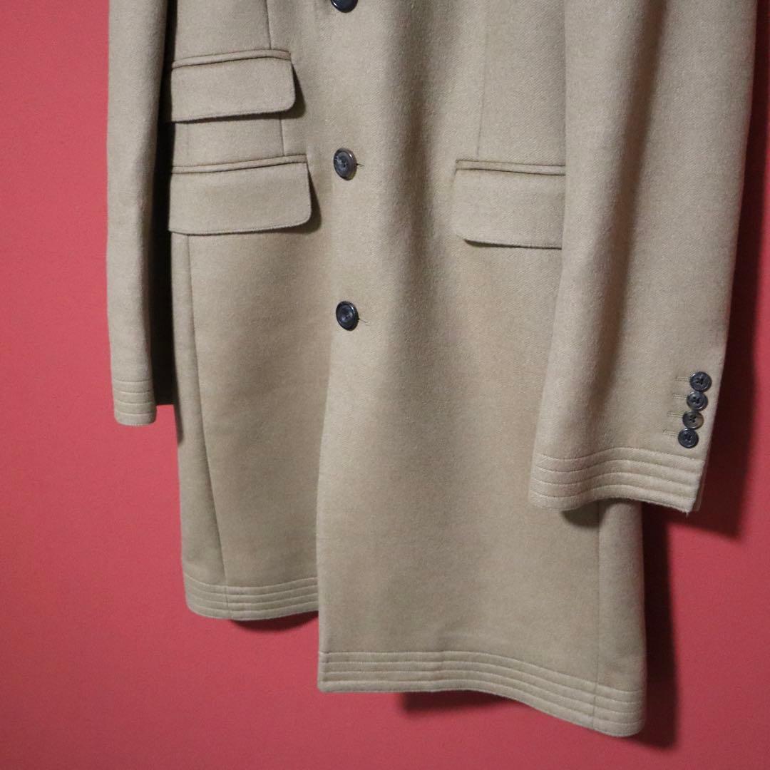 Alexander McQUEEN Leather Trim Camel Hair Long Coat Size 48