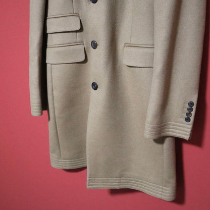 Alexander McQUEEN Leather Trim Camel Hair Long Coat Size 48