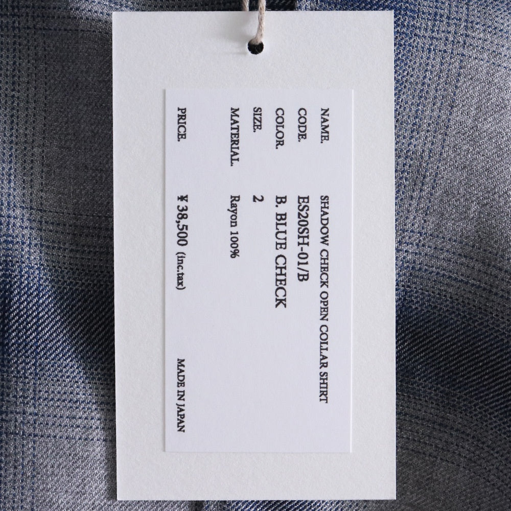 ESSAY 25SS Shadow Check Open Collar Shirt Blue Size 2