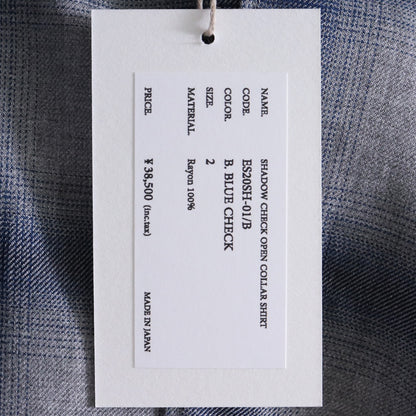 ESSAY 25SS Shadow Check Open Collar Shirt Blue Size 2