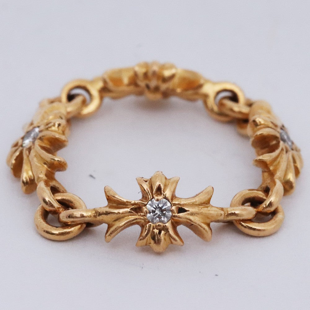CHROME HEARTS 22K Gold Tiny E CH Diamond Ring Size ONE SIZE