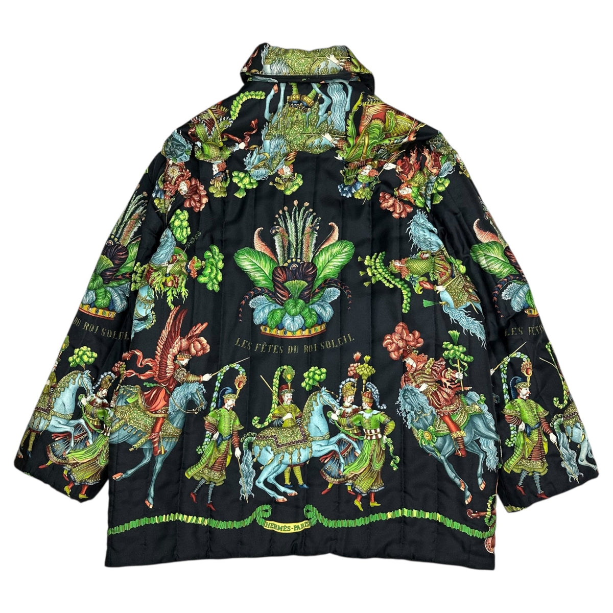 HERMES 90s Vintage "Les Fetes du Roi Silk Jacket Size 42