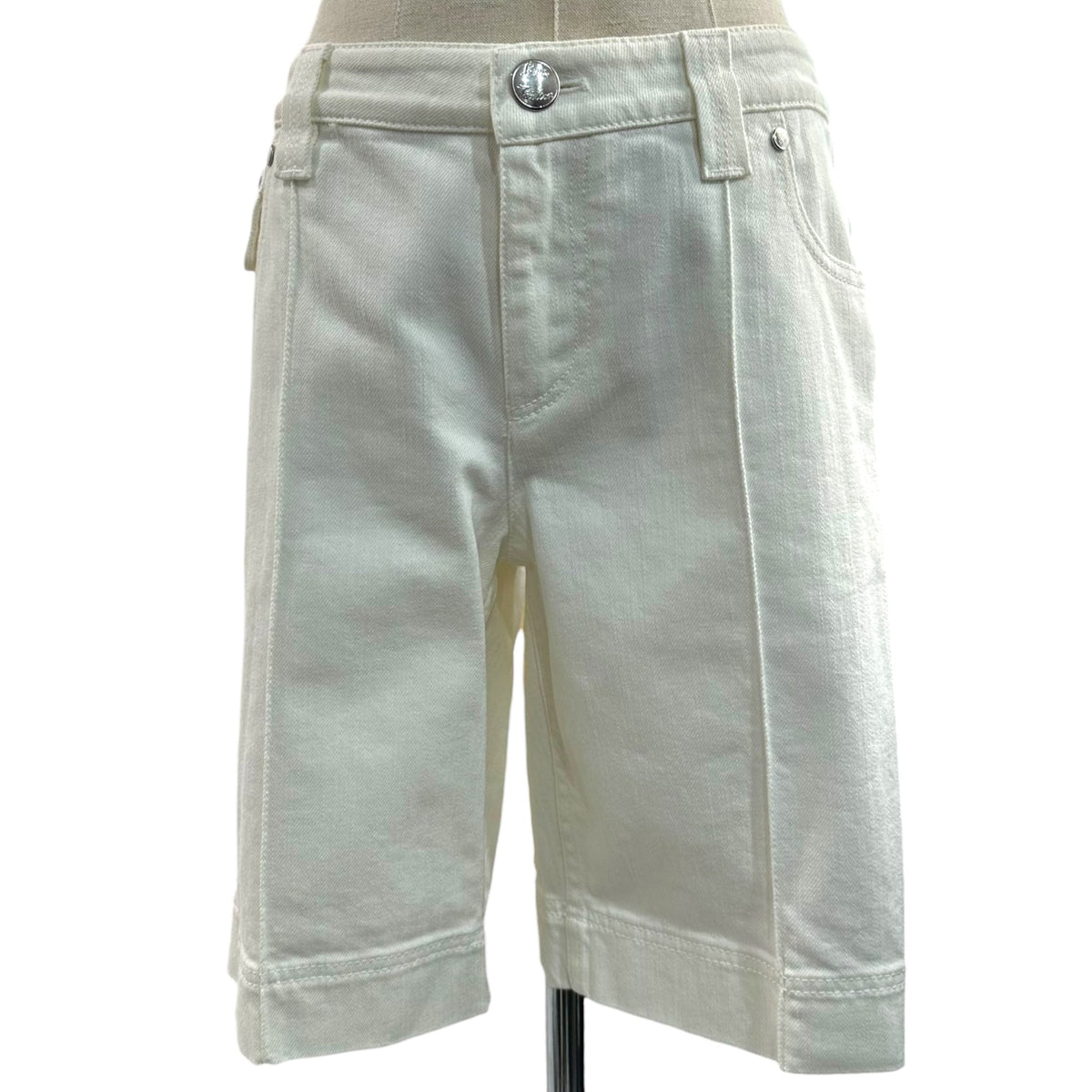 LOUIS VUITTON Monogram Embroidered Denim Shorts Size 38