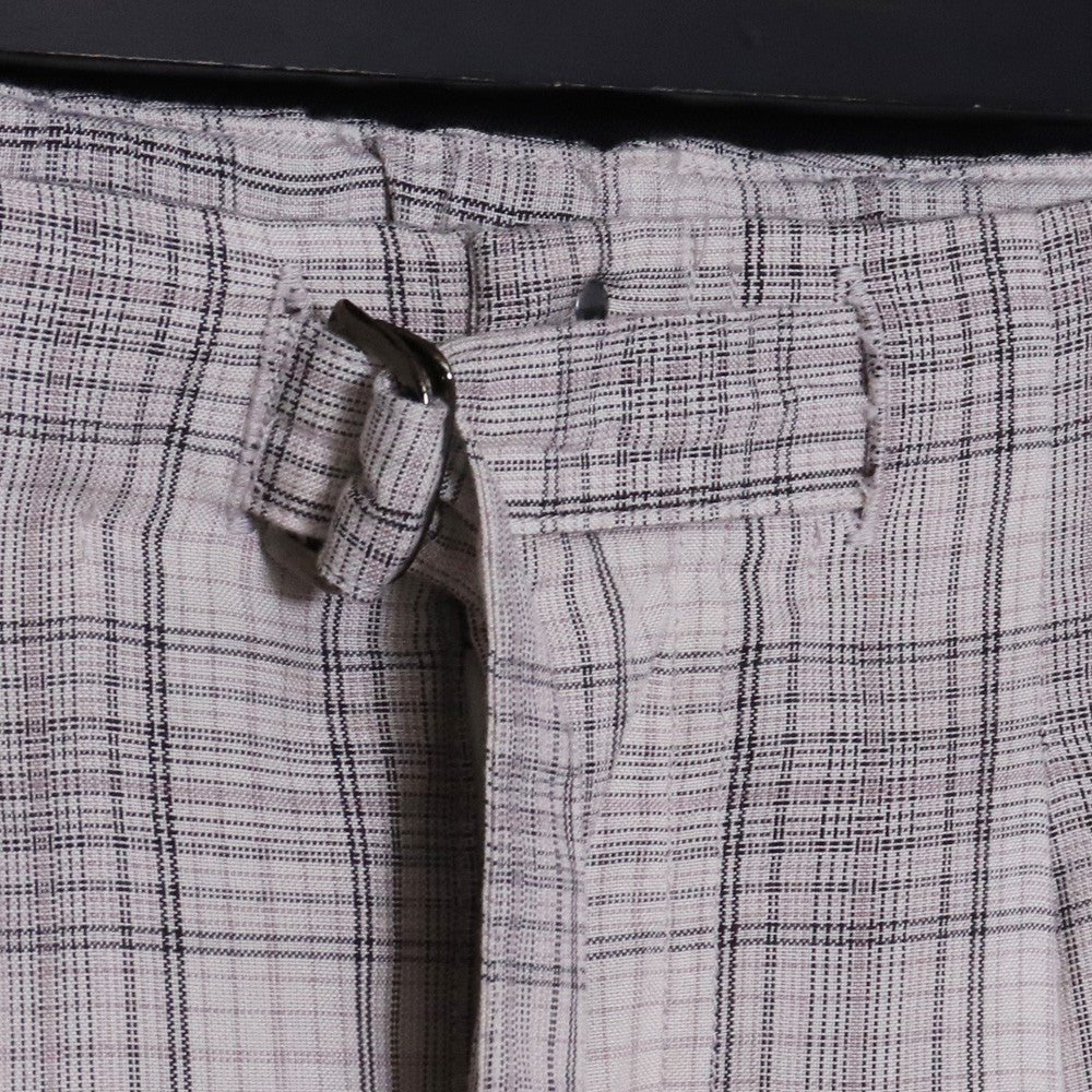 ANCELLM 26SS Aging Check Belt-Less Slacks Beige Size 2