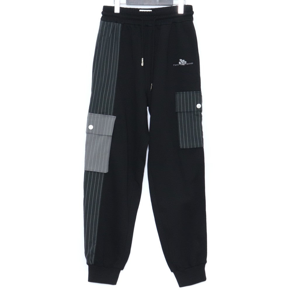 FENG CHEN WANG Striped Pocket Sweat Pants Black Size XS