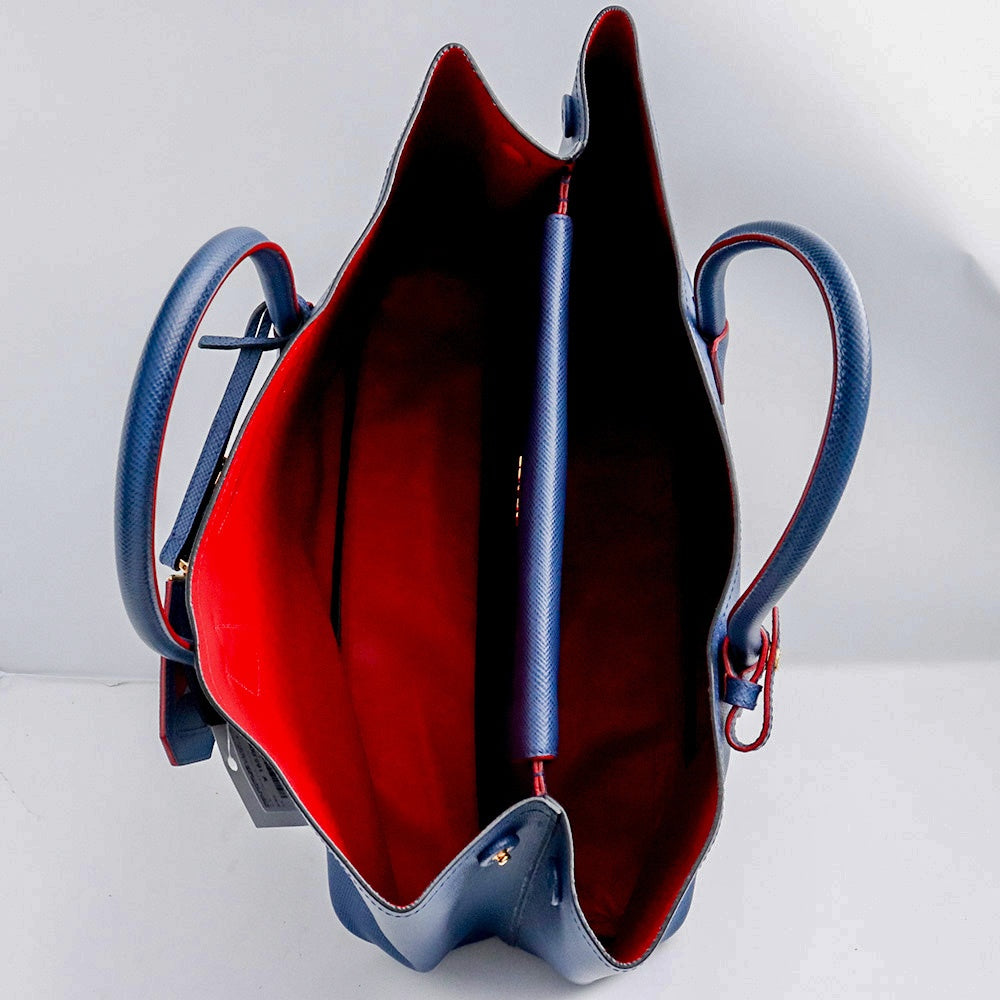 PRADA SAFFIANO CUIR Tote Bag Bluette Size F