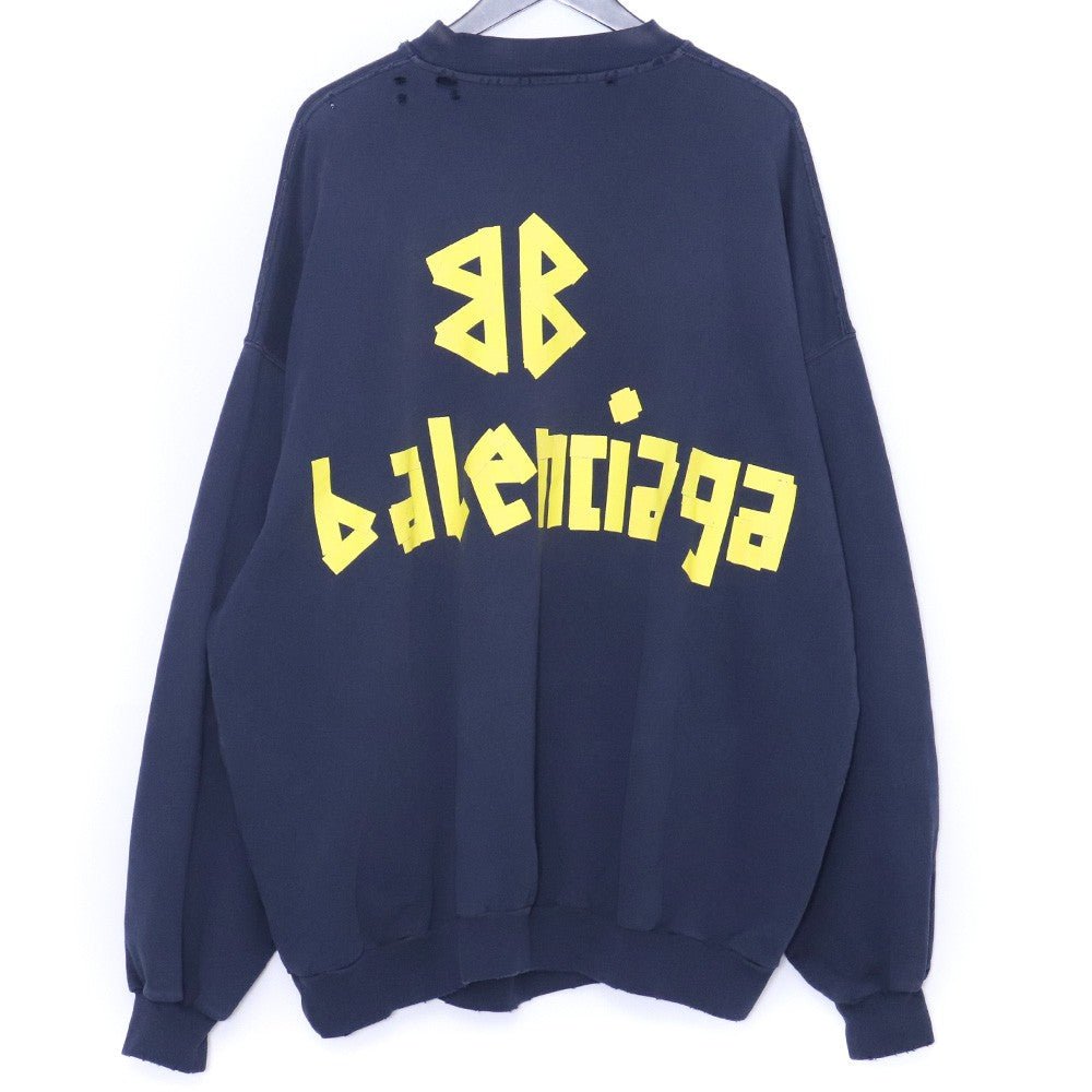 BALENCIAGA 23AW Tape Type Long Sleeve T-Shirt Navy Size L
