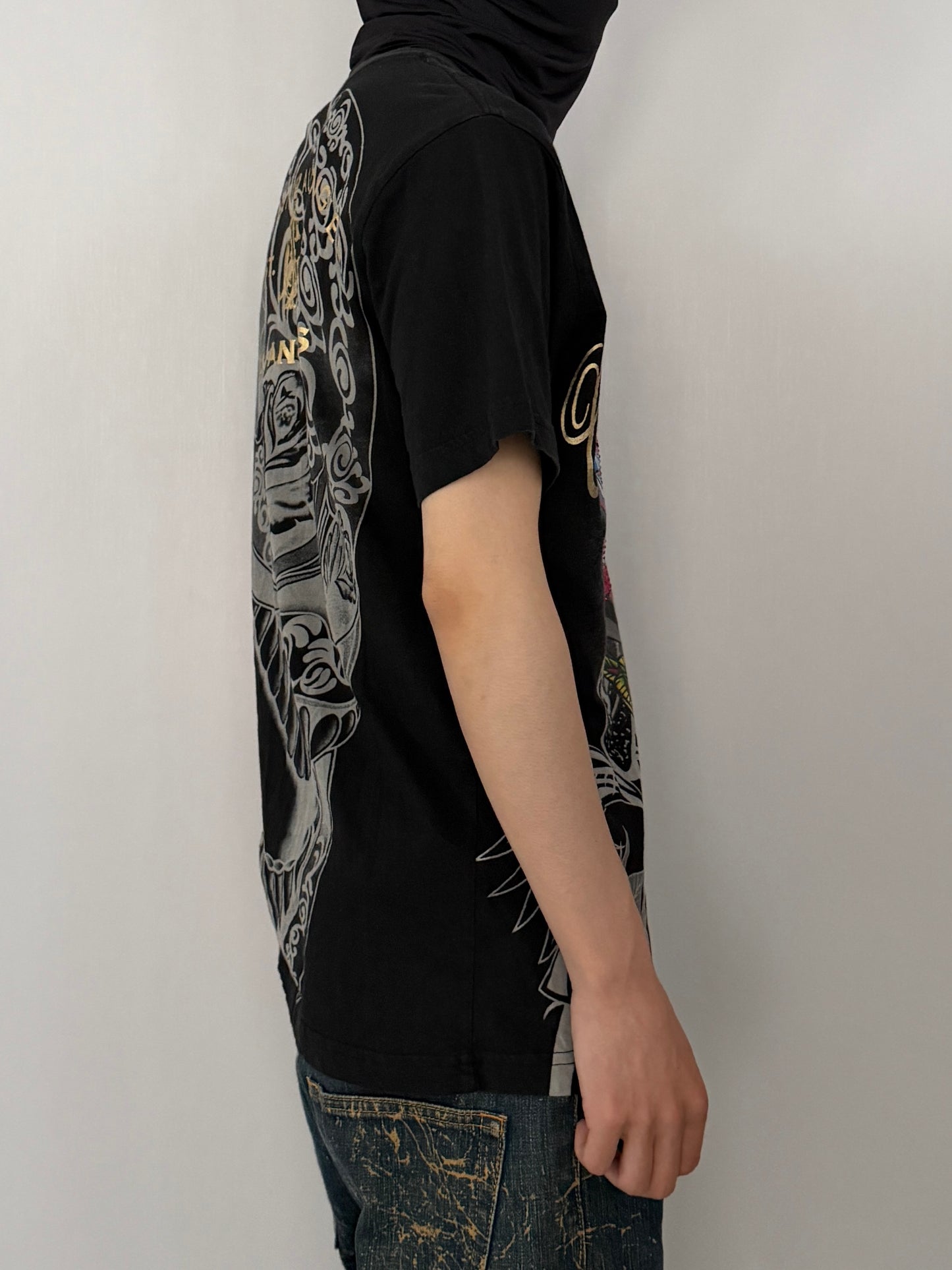 Christian Audigier Black Sequin T-Shirt Size M