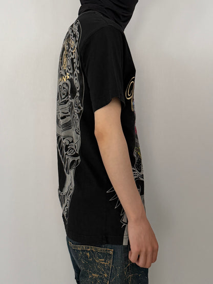 Christian Audigier Black Sequin T-Shirt Size M
