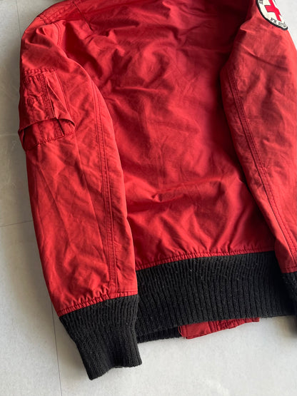 Avirex Red Gimmick Fur Jacket Size M