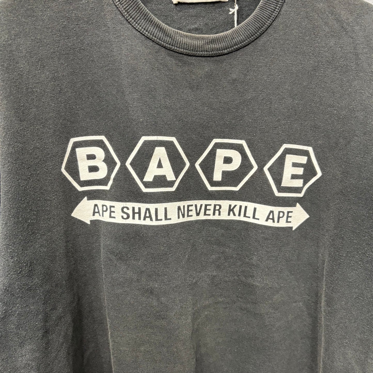 A BATHING APE Cotton Printed T-Shirt Black Size L