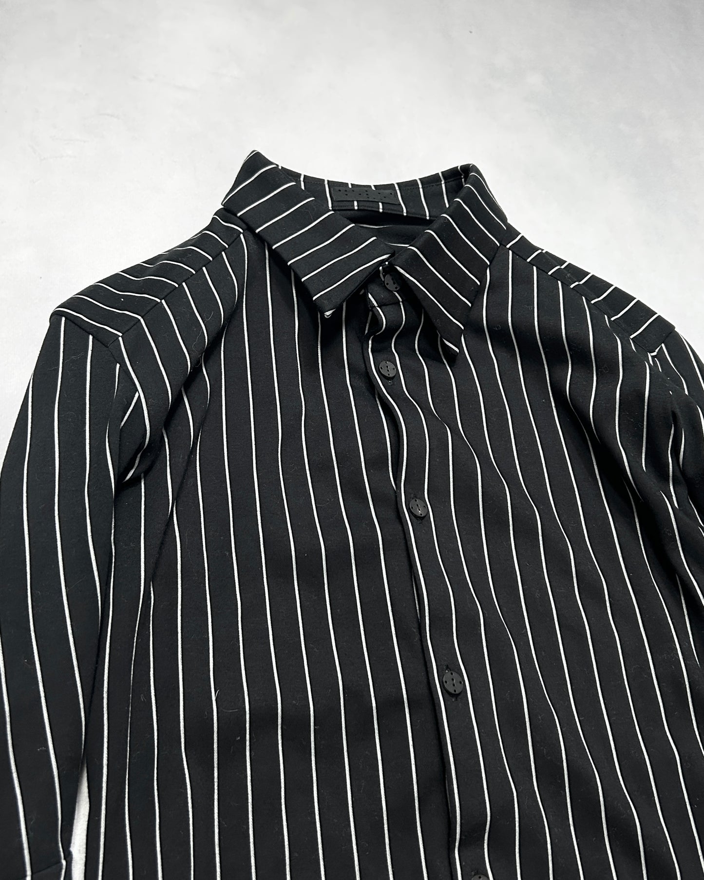 Devoa Anatomical Pattern Striped Dress Shirt Black Size 3