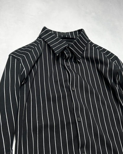 Devoa Anatomical Pattern Striped Dress Shirt Black Size 3