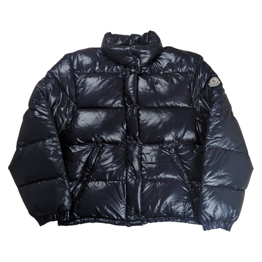 MONCLER Logo Patch Zip Up Down Jacket Navy Size 0