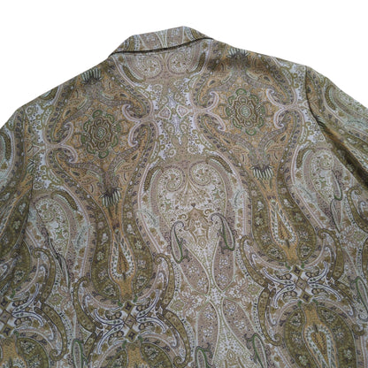 BURBERRY LONDON Paisley Linen Blend S/S Shirt Green Size 13