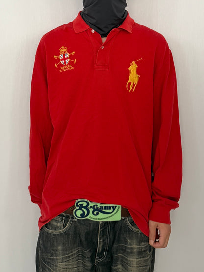 Polo Ralph Lauren Red Number Polo Shirt Size L