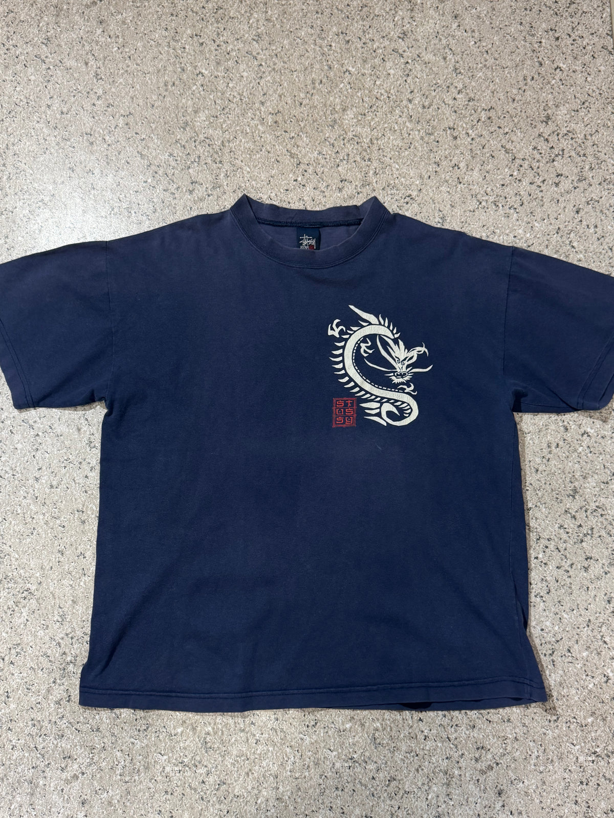 OLD STUSSY 90s Dragon Short Sleeve T-Shirt Navy Size M