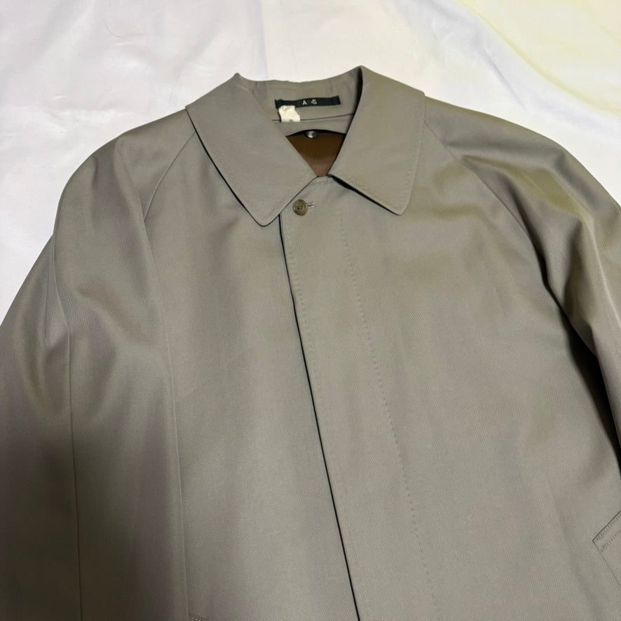 DAKS 90s Gray Wool/Silk Fly Front Balmacaan Coat