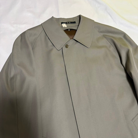 DAKS 90s Gray Wool/Silk Fly Front Balmacaan Coat