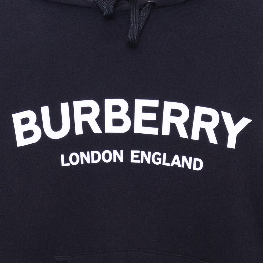 BURBERRY Front Logo Cotton Hoodie Black Size M