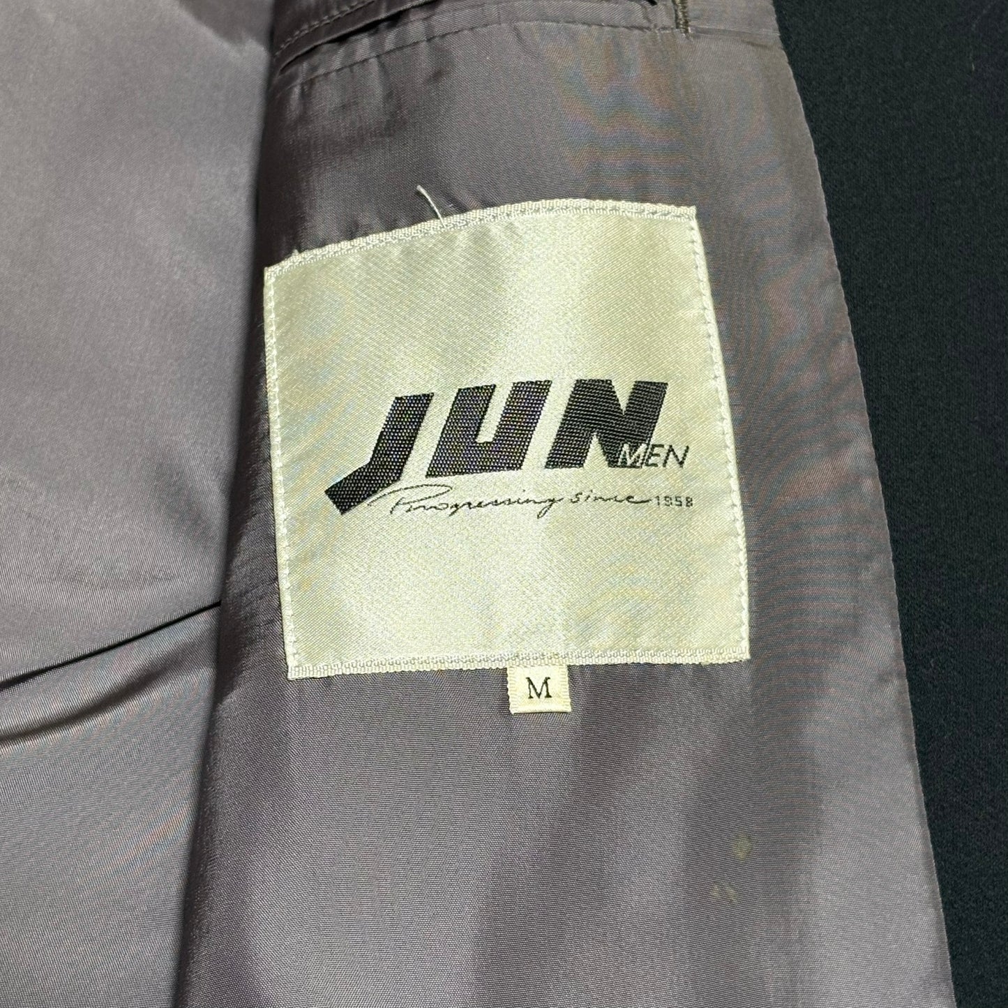 JUN MEN 80s/90s Black Wool Gabardine Tailored Jacket Size M