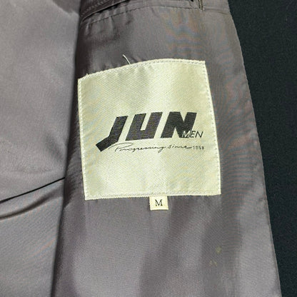 JUN MEN 80s/90s Black Wool Gabardine Tailored Jacket Size M