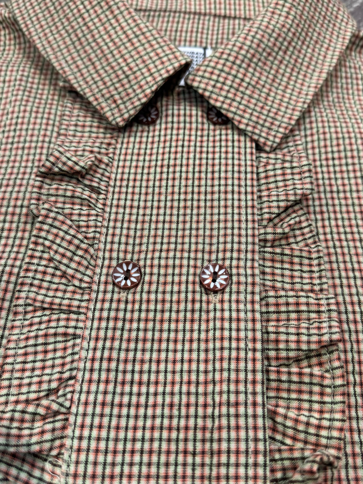 YOUTH BATH Double Button Frill Check Shirt Size S