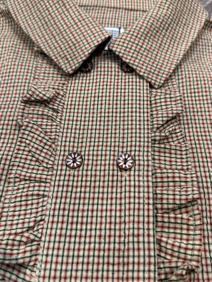 YOUTH BATH Double Button Frill Check Shirt Size S