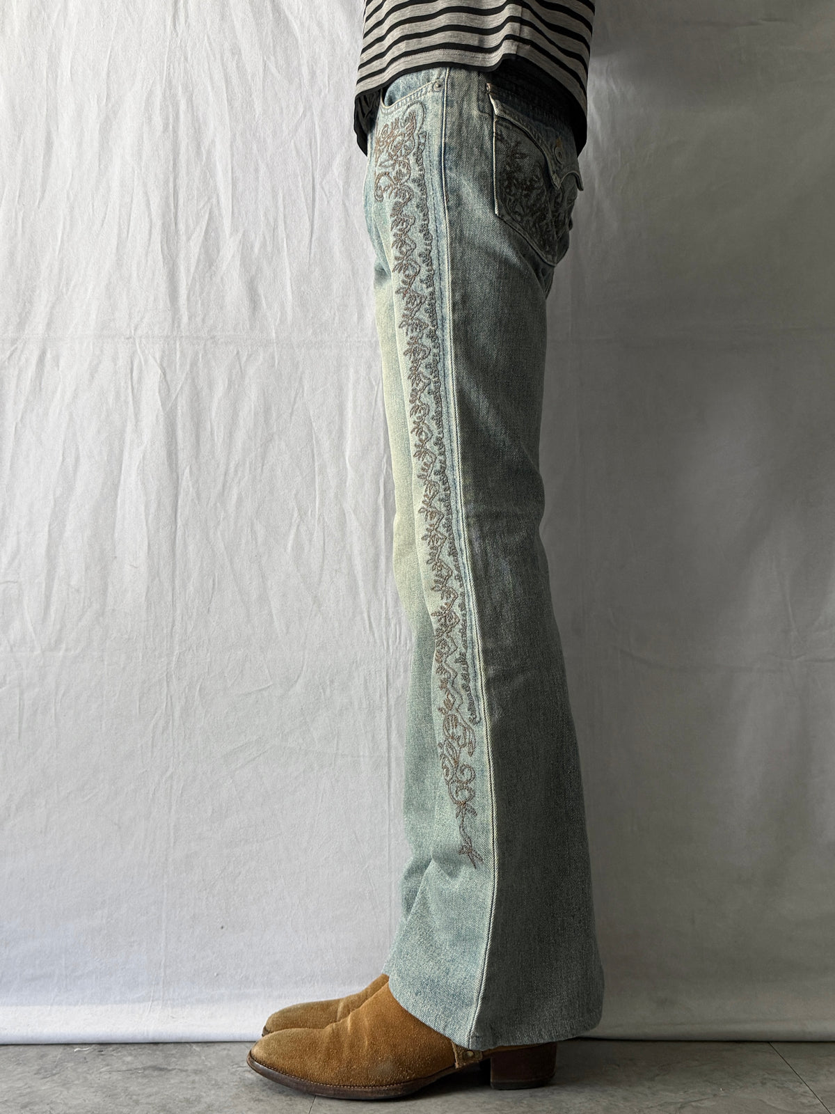 MORGAN Embroidered Flared Denim Size S