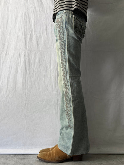 MORGAN Embroidered Flared Denim Size S