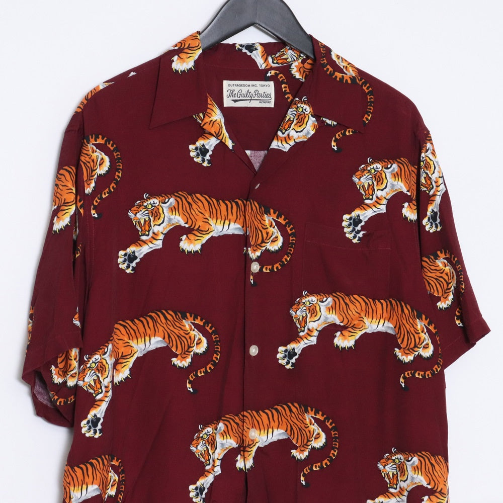 WACKO MARIA TIM LEHI S Hawaiian Shirt Bordeaux Size M