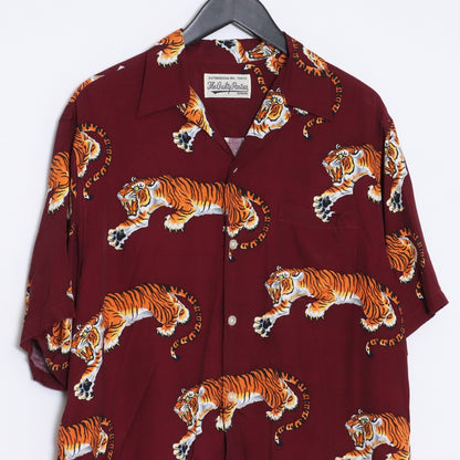 WACKO MARIA TIM LEHI S Hawaiian Shirt Bordeaux Size M