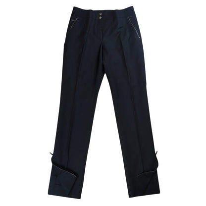 Celine Side Zip Center Press Cotton Trousers Black Size 40