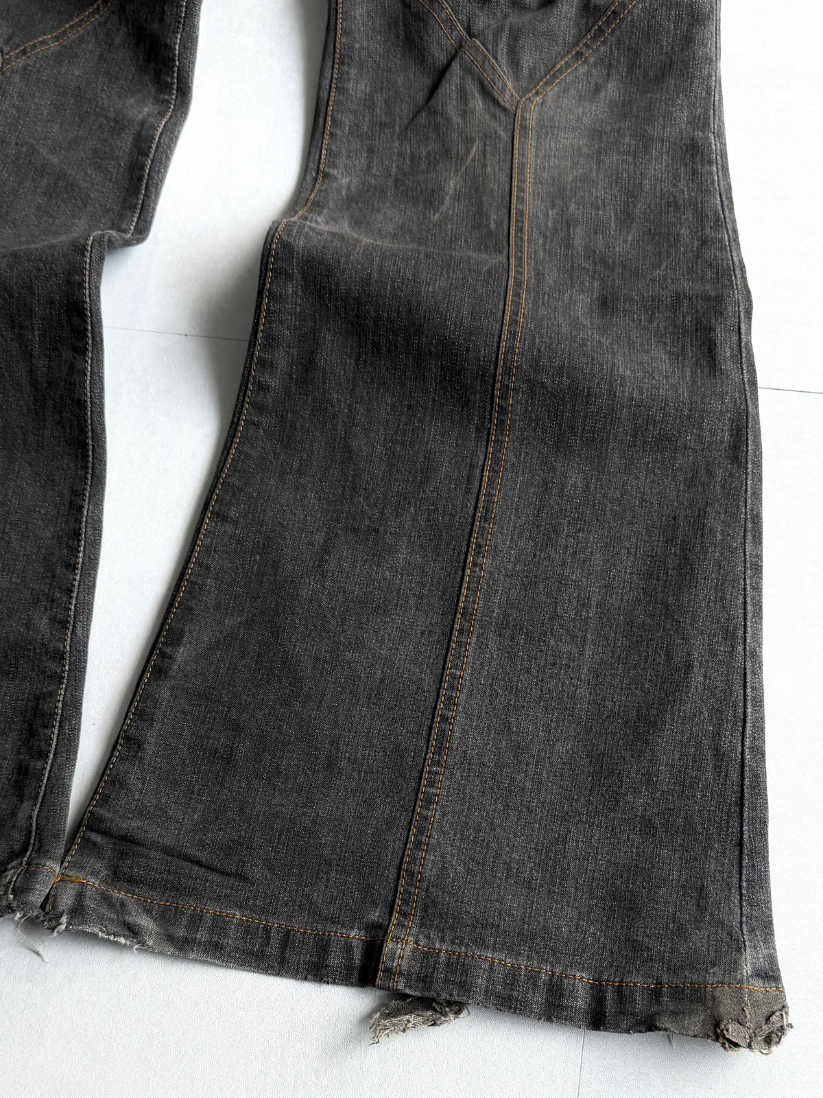 TORNADO MART Panel Seam Black Flare Jeans Size L