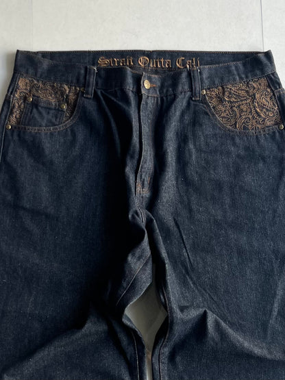 Vintage "STRAIT OUTTA CALI" Wide Buggy Denim Jeans Size 40