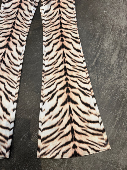 Room SERVICE Light Gold Tiger Print Pants Size S