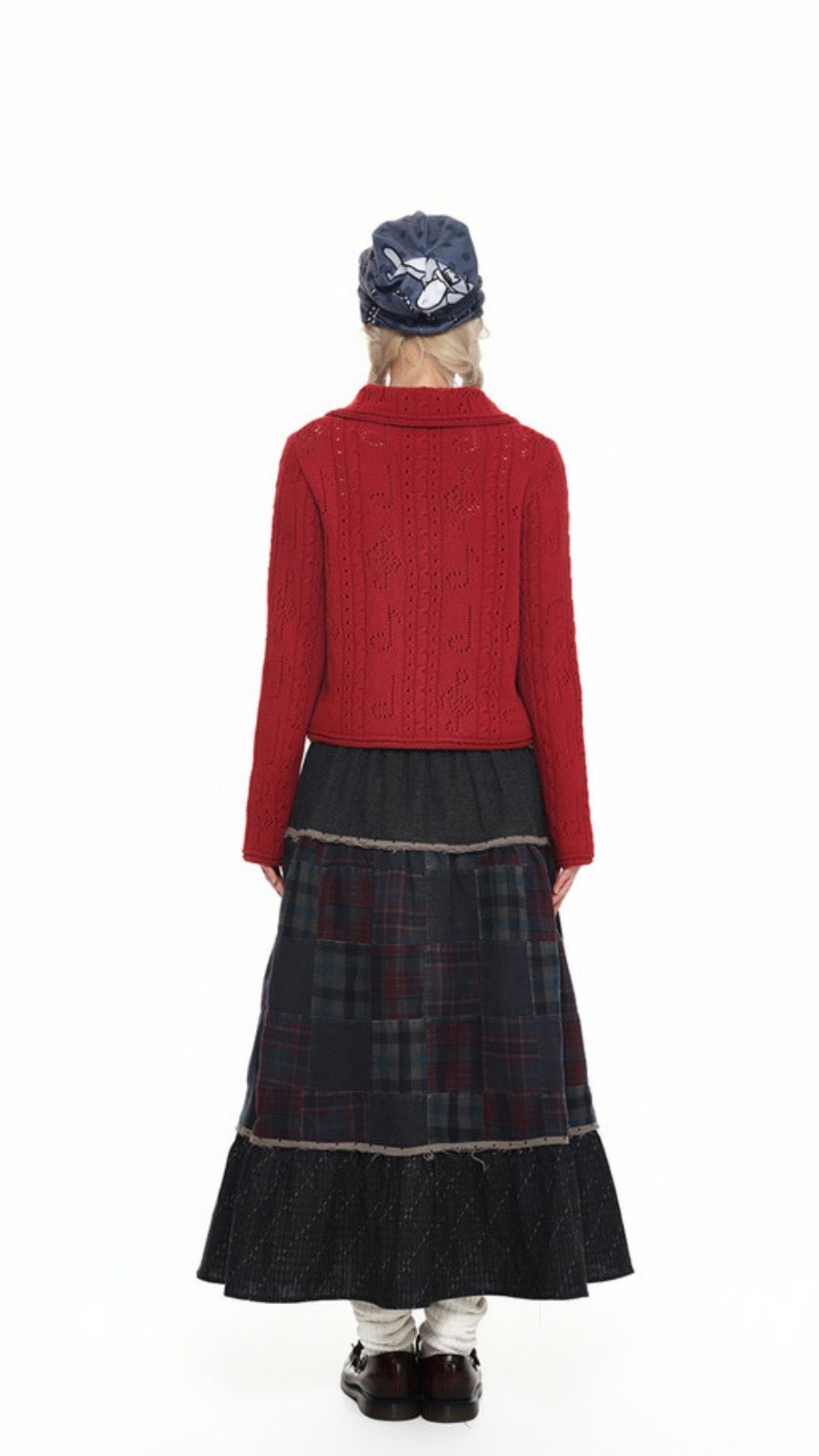 YOUTH BATH Red Lace Up Shawl Collar Cardigan Size S
