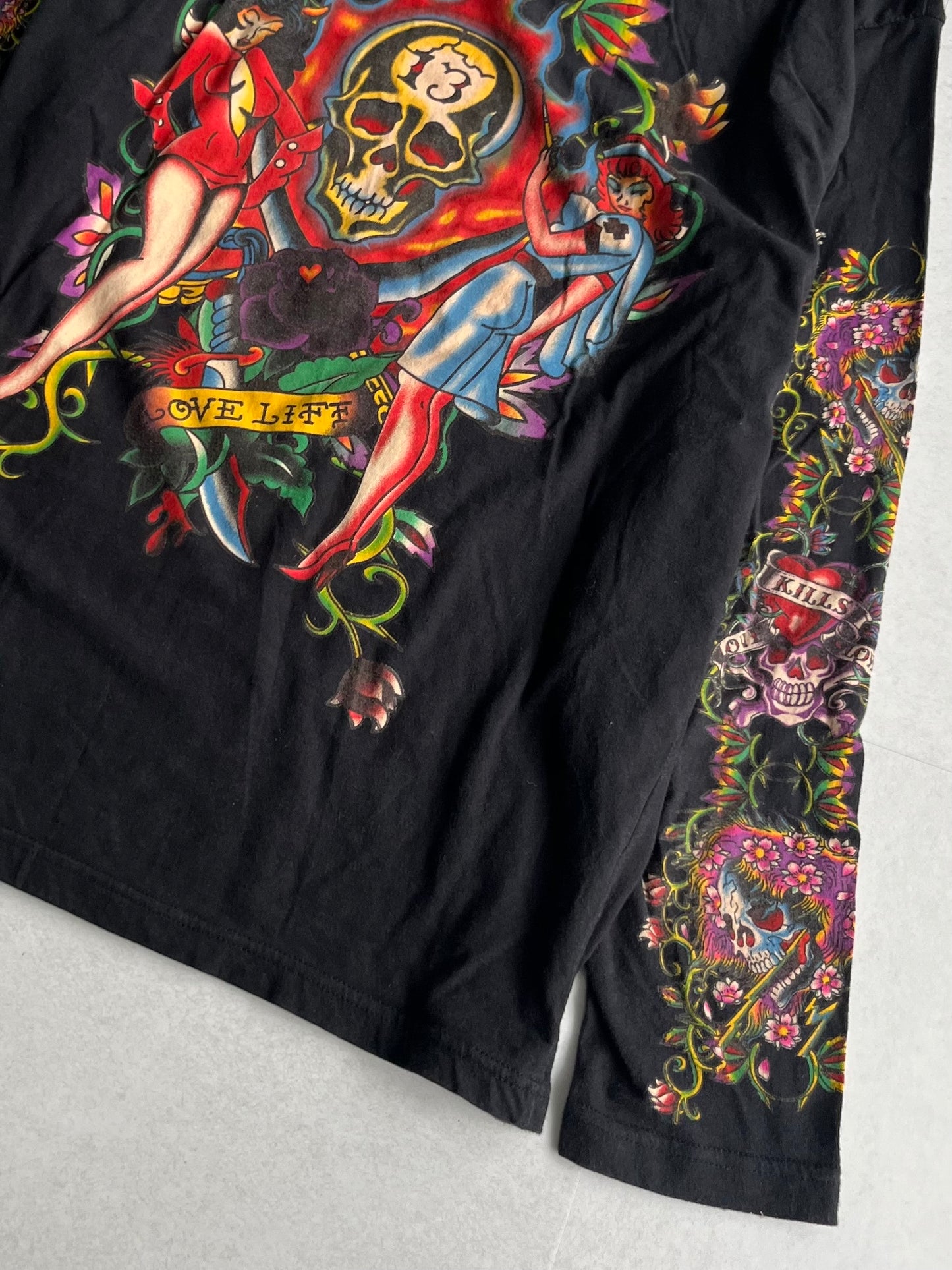 Ed Hardy Skull Black Long Sleeve Tee Size M