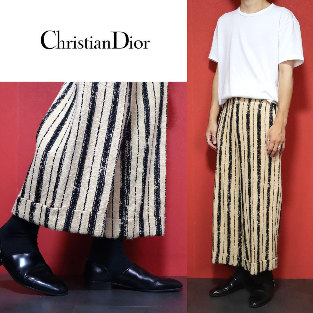 Christian Dior Striped Silk Blend Wide Pants Size 40