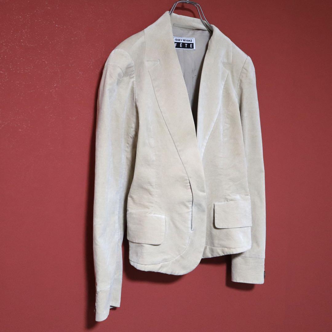 Issey Miyake Beige Cashmere Blend Collarless Jacket Size 2