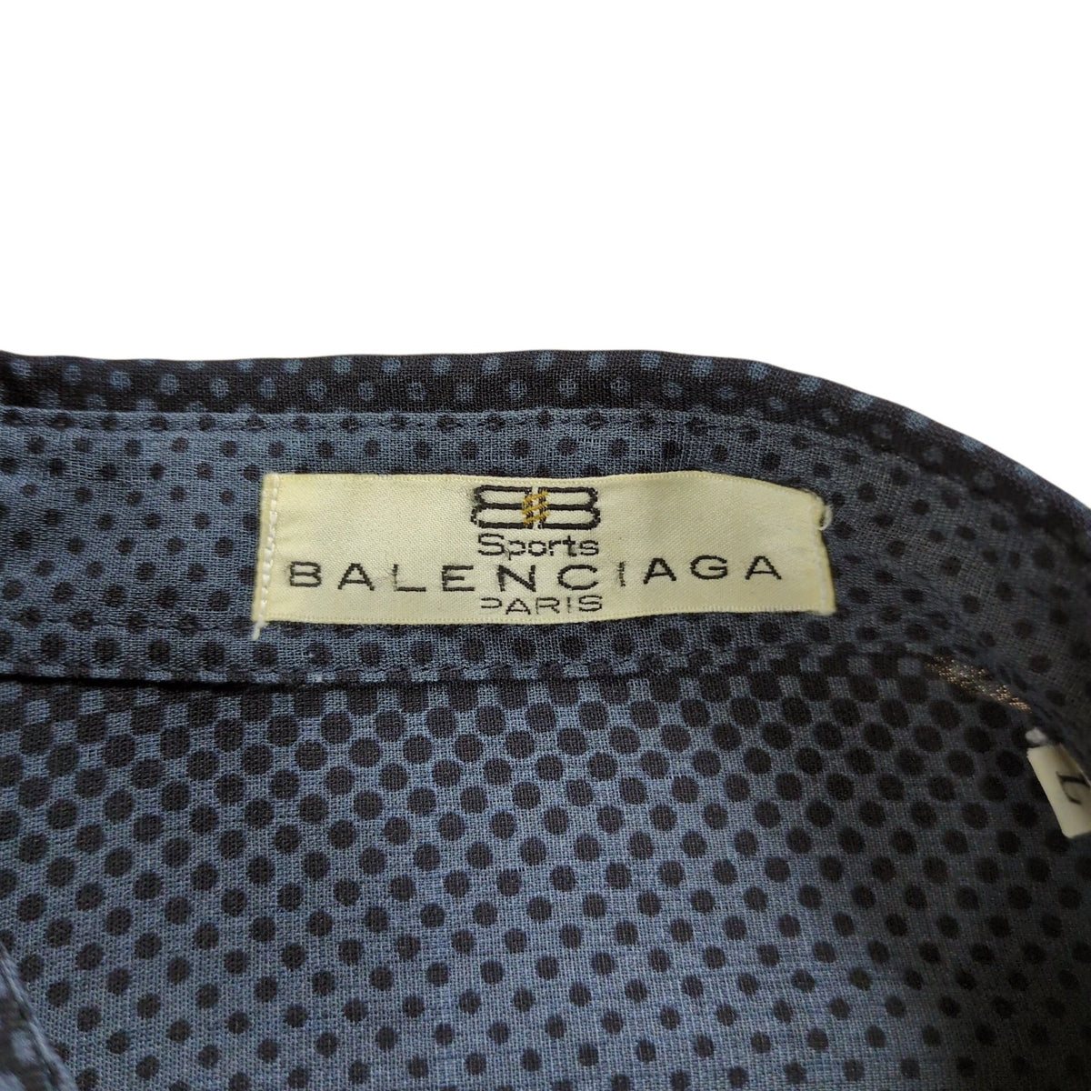 BALENCIAGA 90s BB Logo Oversized Button Shirt Navy Size L