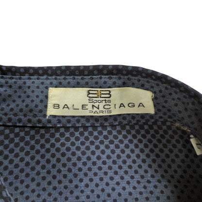 BALENCIAGA 90s BB Logo Oversized Button Shirt Navy Size L
