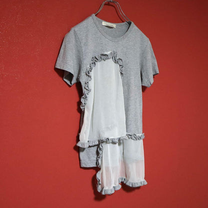 COMME des GARCONS 13SS Chiffon Ruffle T-Shirt Gray Size XS