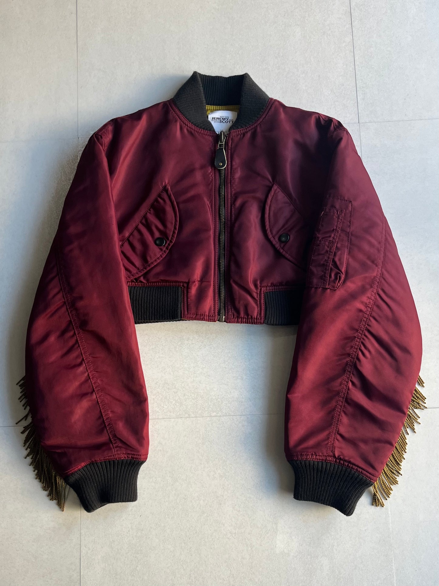 Jeremy Scott Red Short Fringe Jacket Size S