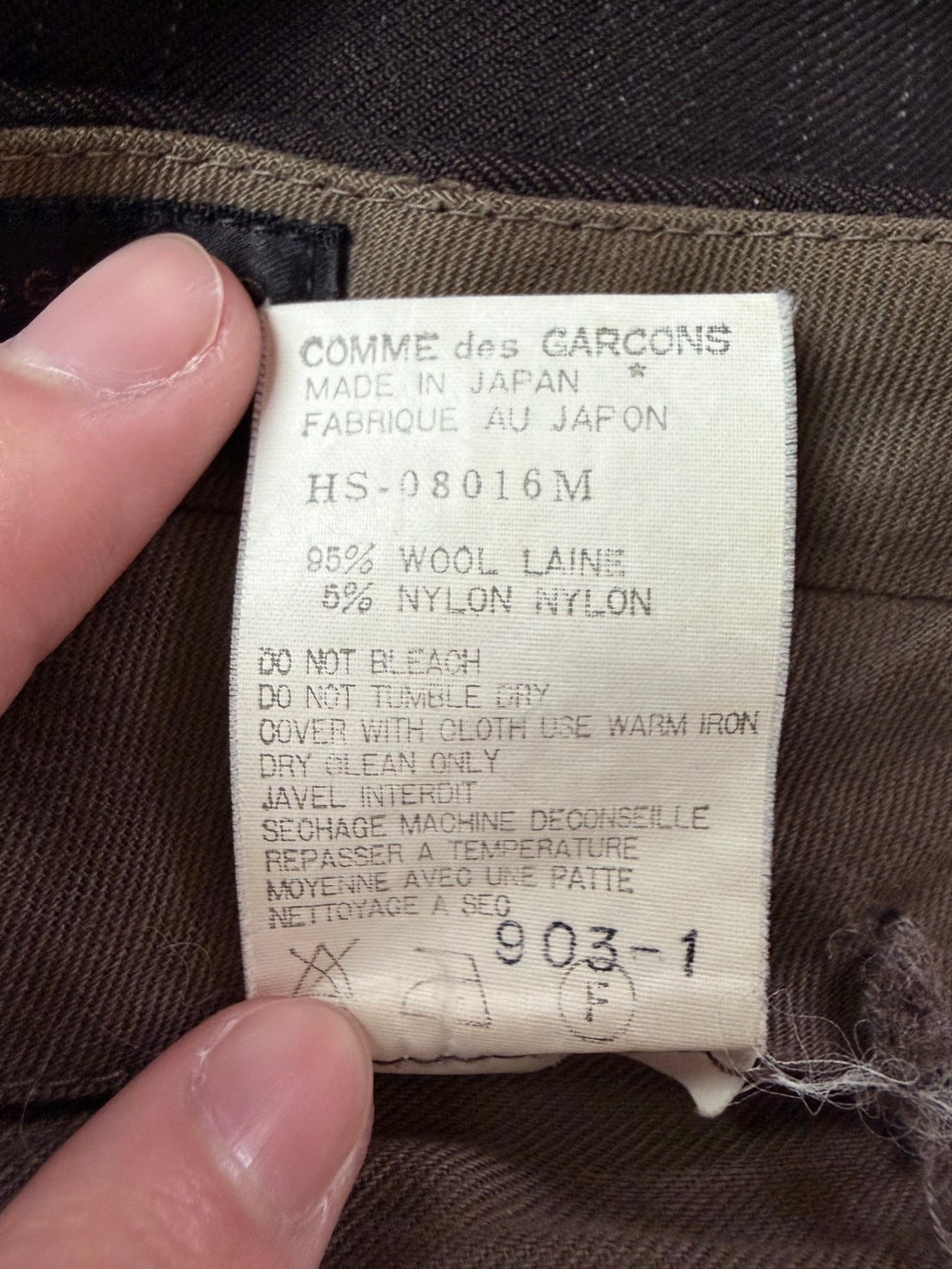 COMME des GARCONS HOMME AW90 Wool Nylon Stripe Slacks Size M